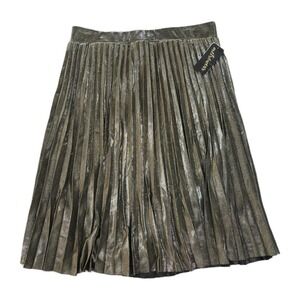 Metrowear Pleated Midi Skirt Women XL Metallic Gold Party Holiday Glam Fancy Max